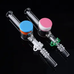 10mm 14mm Nector Collector Kit Hookahs Quartz Nail Smoking Accessories Keck Clip &Silicone Container Glass Pipe Dab Straw Oil Rigs NC17