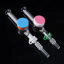 10mm 14mm Nector Collector Kit Narghilè Quarzo Chiodo Accessori per fumatori Keck Clip Contenitore in silicone Tubo di vetro Dab Straw Oil Rigs NC17