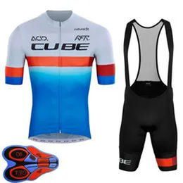 Cube Team Ropa Ciclismo Oddychające Męskie Rowerze Koszulki Koszulki Koszulki Koszulki BIB Set Summer Road Racing Clothing Odzież Outdoor Rower Uniform Sports Suit S21052817 \ t
