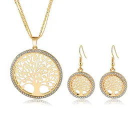 Kolczyki Naszyjnik Szelam Złote Tree Of Life Biżuteria Zestawy dla kobiet bransoletki