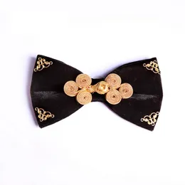 Wysokiej Jakości 2020 Projektantów Marka Moda Łuk Krawaty Dla Mężczyzn Chiński Styl Velvet Metal Bowknot Cravat Luxury Wedding Bowties