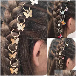 Andra mode aessorier HZ0295 Huvudbonad personlighet Street Pai Braid Butterfly DIY Pendant Hairpin Drop Delivery 2021 IGDZC