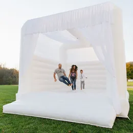 Anpassad 2021 Nydesignad vit uppblåsbar bröllop Jumper Bounce House Bouncy Hopping Castle Outdoor Adults and Kids Toys for Party