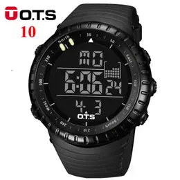 OTS Mäns Klocka Led Sport Digital Watch Klocka 50m Vattentät Män Top Märke Luxury Hour Military Wristwatches Relogio Masculino 210527
