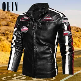 OEIN Winter Fleece Military PU Jacket Men Motorcycle Faux Leather Jackets Male Windbreaker Coats chaqueta cuero hombre 211111