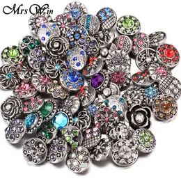 100pcs/lot Wholesale 12mm 18mm Snap Button Jewelry for Snap Bracelet Mixed Rhinestone Metal Charms DIY Buttons Snap Jewelry 210323