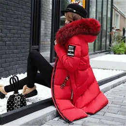 Winter Thicken Cotton Women Jacket Fashion Large Size All-Match Warm Hooded Fur collar Long Women's Coats NBH161 210923