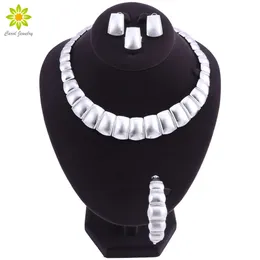 Fashion Silver Color Jewelry 2018 Women Bridal Wedding Jewelry Sets High Quality Necklace Earrings Bracelet Ring For Party H1022