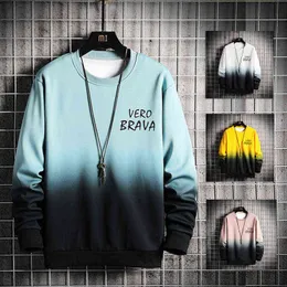 Primavera e autunno gradiente di personalità popolare maglione casual giovanile girocollo tendenza coreano top sciolto H1206
