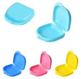Dentale Dentiera Storage Box con Spazzolino, per Dentiera con Cestello, Contenitore Dentiera, Scatola per Protesi Parziale, Contenitore di Ritenzione, Per Pulire e Conservare Protesi (Blue+White