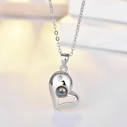 Kettenprojektie Magnetische Paar Ketting Hart Vorm Sieraden Minnaar Gegenken mit Perlen für Frauen Q8B9