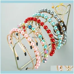 Bandas de cabe￧a joias coreanas primavera AESSORIAS MTI-camada da cabe￧a feminina feminina simples big p￩rola moda shinestone n￣o deslize aros de cabelo entrega 20