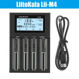 LiitoKala Lii-M4 LCD 3.7V/1.2V AA/AAA 18650/26650/16340/14500/10440/18500 Caricabatteria con schermo Capacità rilevabile 5V