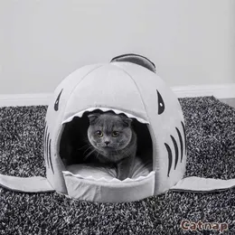 Djup sömnkomfort katt säng katt hus husdjur tält haj form mysig grotta s inomhus säng s husdjur i vinter hus 211111