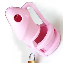 Happygo, Male Pink Silicone Chastity Device Cock Cages with 3 Penis Ring CB3000 Adult Sex Toys M800-PNK 211013