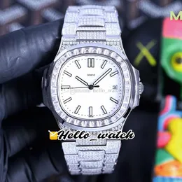 2022 TWF 5719/1G-001 Paved Diamonds 324SC A324 Automatic Mens Watch White Texture Dial Stick Markers Fully Iced Out Diamond Bracelet Super Edition Watches Hello_Watch