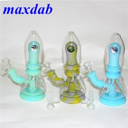 7.8" silicone hookahs bongs water pipe glass smoking pipes vape bong food grade hookah Dab Rig eye design