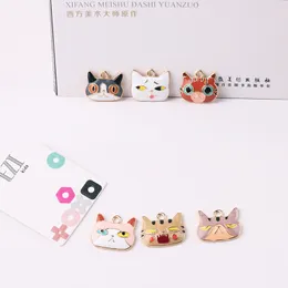 10pcs 21 * 25mm 귀여운 큰 고양이 머리 에나멜 매력 손수 골드 톤 금속 DIY 목걸이 팔찌 펜던트 쥬얼리 만들기