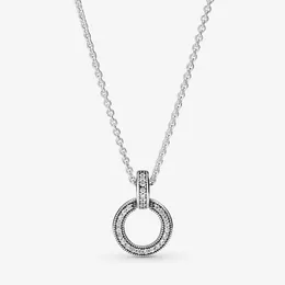100% 925 Sterling Silver Double Circle Naszyjnik Naszyjnik Moda Kobiety Wesele Biżuteria Akcesoria do prezentu