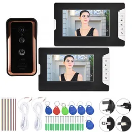 Outro hardware da porta 100-240V 7 polegadas Wi-Fi com fio de vídeo com fio 1v2 Visual Intercom Monitora Sensor de movimento à prova d'água à prova d'água