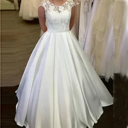 ZJ9235 Fashion High Neck Suknia Balowa Satynowe Suknie Ślubne Robe de Mariee Czarowna Koronka Zdumienia Formalna Sukienka Bride Plus Size