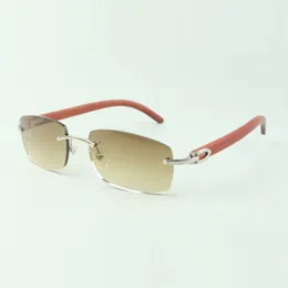 Direct sales plain sunglasses 3524026 with natural original wooden temples designer glasses, size: 18-135 mm