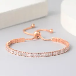 Tennis Bracelets For Women Sparking Zircon Jewerlly Rose Gold Color Handmade Friends Gift Cute Jewelry H017