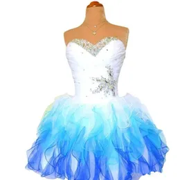 Sweet Crystal Cekiny Mini Sukienka Homecoming 2021 Sweetheart Frezowanie Lace Up Tulle Plus Size Graduation Cocktail Prom Party Gown H04