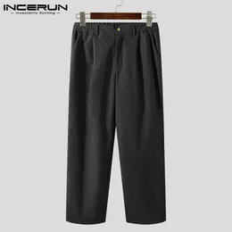 Herrbyxor män rak solid färg joggar knapp lös casual byxor 2021 streetwear koreanska fritidspantaloner hombre incerun 5xl