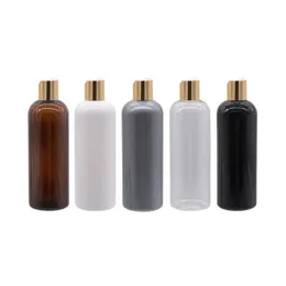 Storage Bottles & Jars 20pcs 300ml Empty Black Liquid Soap Lotion Cosmetic Bottle Containers Gold Aluminum Disc Top Cap,Metal Cap