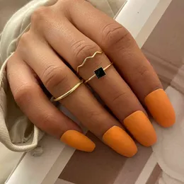 Minimalism Gold Color Round Geometric Finger Rings Set for Women Note Fade Classic Circle Open Ring Joint Ring Female Jewelry G1125