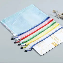 Składanie materiałów A4 PVC MESH Bag Dokument Kolny wodoodporne pliki do przechowywania worka do przechowywania papierów papierniczych Pliki sortowanie Folder Folder School 0288