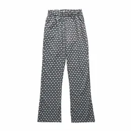 Spodnie Damskie Diamentowe Plaid Spodnie Jacquard Hight-Waist Casual Moda High Street Y2K Spodnie Kobieta Pantalon Femme 210709