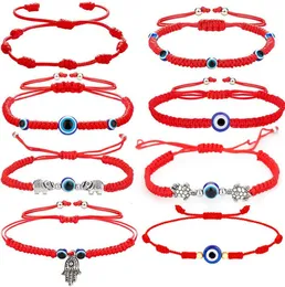 10 sztuk Prosty Handmade Pleciony Lucky Red String Charm Bransoletka Kobiety Mężczyźni Turecki Niebieski Zły Eye Koraliki Bransoletki Trend Przyjaźń Biżuteria