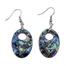 Oval Shape Charm Earring Fashion Jewelry Gift Paua Abalone Sea Shell Island Earrings 5 Pairs