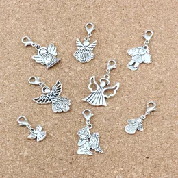 80pcs Mixed Angel Floating Lobster Clasps Religion Charm Beads For Jewelry Making Bracelet Necklace Findings 8 Styles A-501b