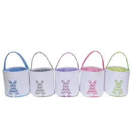 Easter Party Supplies Cute Cartoon Bunny Bucket Striped Bunny Bucket Children Candy Gift Baskets Wholesale