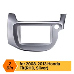 Silver 2 Din bilradio Fascia Audio Frame Stereo Interface Panel Adapter för Honda Fit Rhd Installation Kit Cover Trim