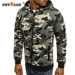 Covrlge erkek fermuar hoodie sonbahar kamuflaj tişörtü hoody rahat moda katı streetwear homme hoodies mww169 211014