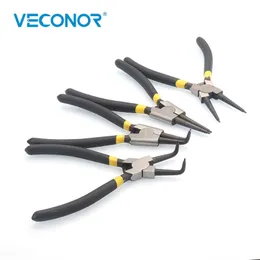 4PCS 7 Inch Circlip Pliers Internal External Curved Straight Tip Multifunctional Hand Tools 211110