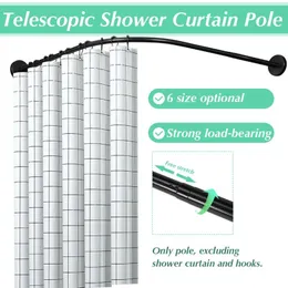 Shower Curtains Extendable Curved Curtain Rod Black U Shaped Stainless Steel Poles Punch-Free Bathroom Rail 6 Size