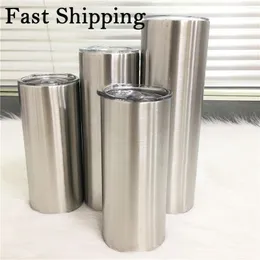 Classic 15oz 20oz 30oz Straight Tumbler Double Wall Stainless Steel Color Skinny Tumblers Insulated Wine Bottle Festival Gift For Father