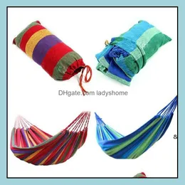 Mobili Giardino domestico Amache arcobaleno Camma da viaggio Amaca in tela Altalena per esterni Giardino Interno Slee Stripe Altalene singole Sedia Mare Hwb7150 Dr