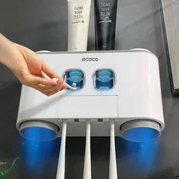 自動歯磨き粉ディスペンサー歯ブラシホルダー浴室アクセサリーホームウォールマウント歯磨き粉スクエア210322