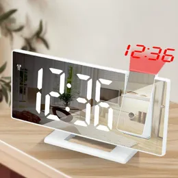 その他の時計アクセサリー3D投影目覚まし時計電気USBデジタル大型LEDミラーディスプレイベッドサイドモダンな家の装飾