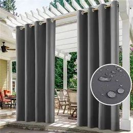 Outdoor Curtain Patio Avtagbar Vattentät Drapery Vindskyddad Grommet Fade Fönster Gardiner För Pergola Garden Arbor 210913