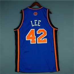 2324Rare Basketball Jersey Men Youth Women Vintage Blue 42 David Lee High School Lincoln Size S-5XL Custom Any Name or Number