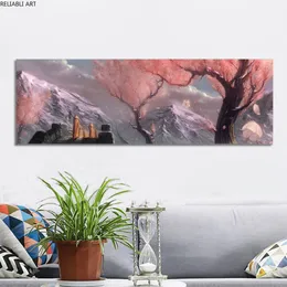 Nordic Poster Pink Trees Abstract Beautiful Landscape Canvas Painting For Living Room Bedside Wall Decorations Modern Home Decor