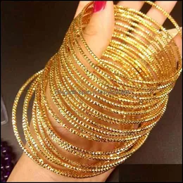 Bangle Bracelets Jewelry 10 Pieces Wholesale Thin Pen Yellow Gold Filled Classic Style Womens Bracelet 210408 Drop Delivery 2021 1Kuww