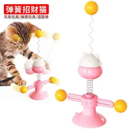 Cat Toy Self Hi Set Spring Human Suction Cup Windmill Tumbler Wheel Tickling Stick Daruma